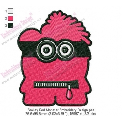 Smiley Red Monster Embroidery Design